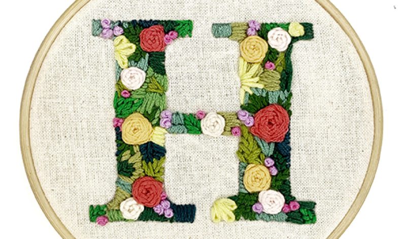 On-Demand, Hand Embroidered Floral Letter in a Hoop