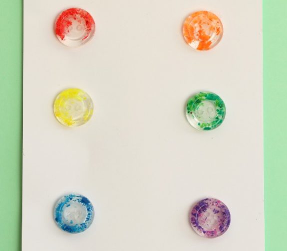 Rainbow Confetti Donut Resin Buttons