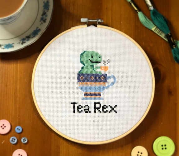 Tea-Rex Cross Stitch Kit
