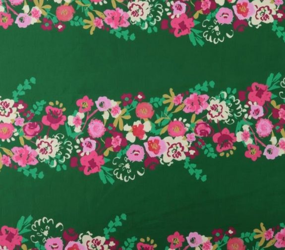 Dolores Floral Stripe Cotton Lawn - Green